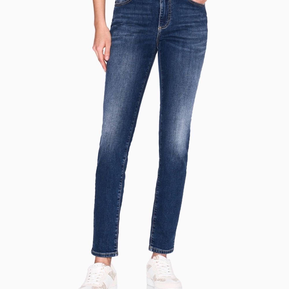 Armani Exchange J01 Super Skinny Dark Blue Distressed Jeans Size 26